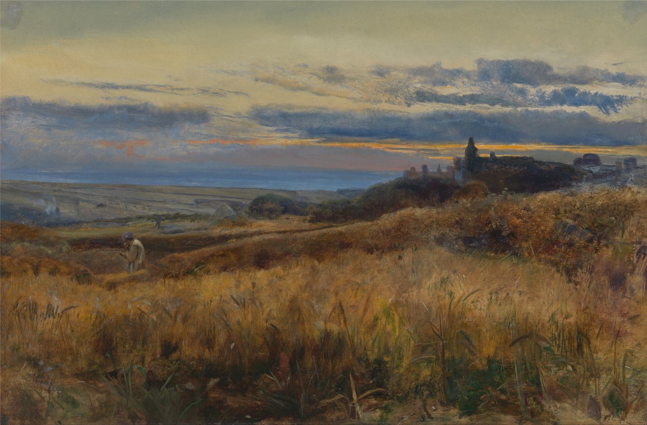 Champ de blé au coucher du soleil - John William Inchbold
