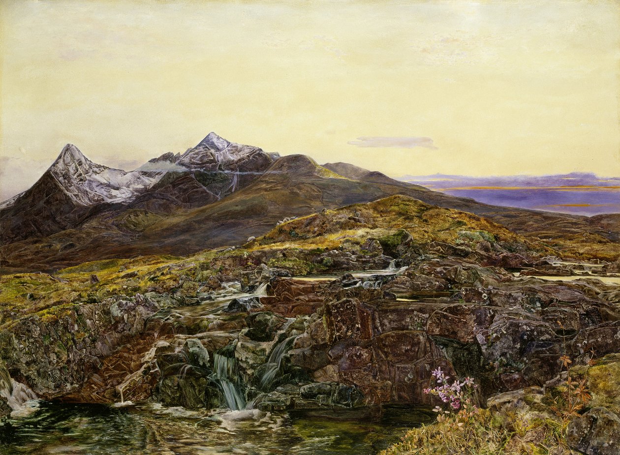 Crête de Cuillin, Skye depuis Sligechan, 19ème siècle - John William Inchbold