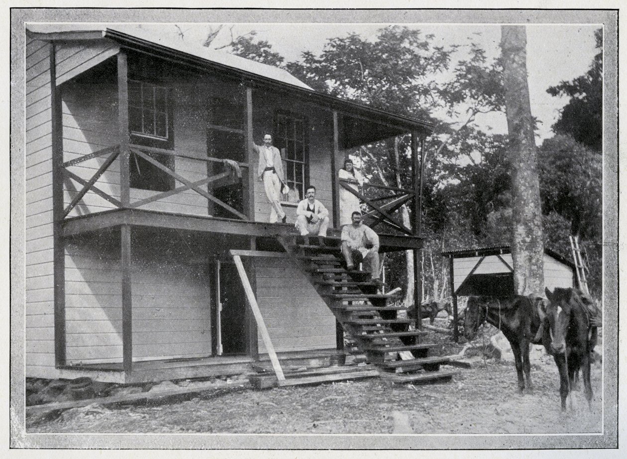 Robert Louis Stevenson et sa femme, Fanny, sur la véranda de leur maison à Vailima, Samoa, vers 1892 - John of Apia Davis