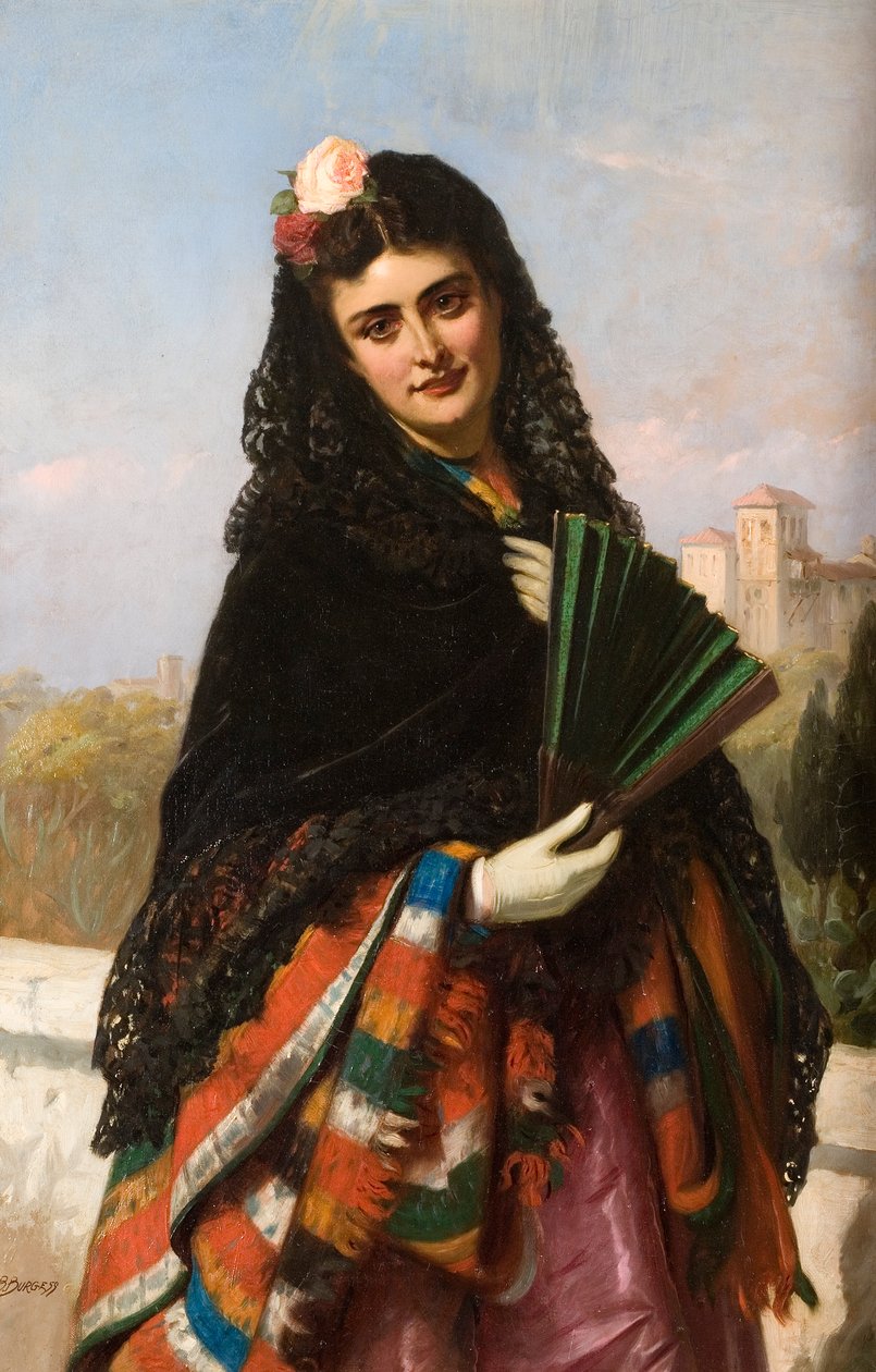 Dame espagnole avec un éventail - John Bagnold Burgess