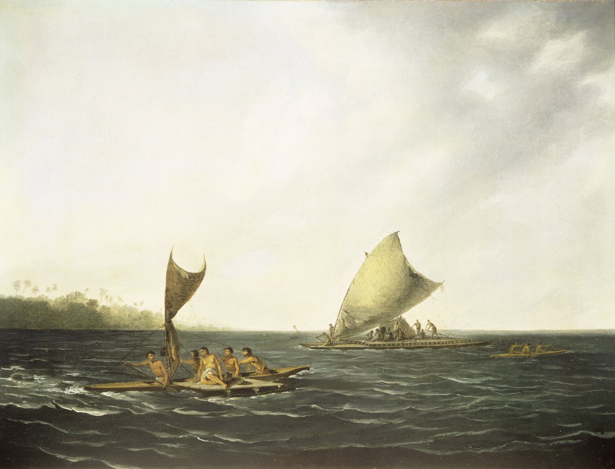 Canoës Tonga (huile sur toile) - John (attr. to) Webber