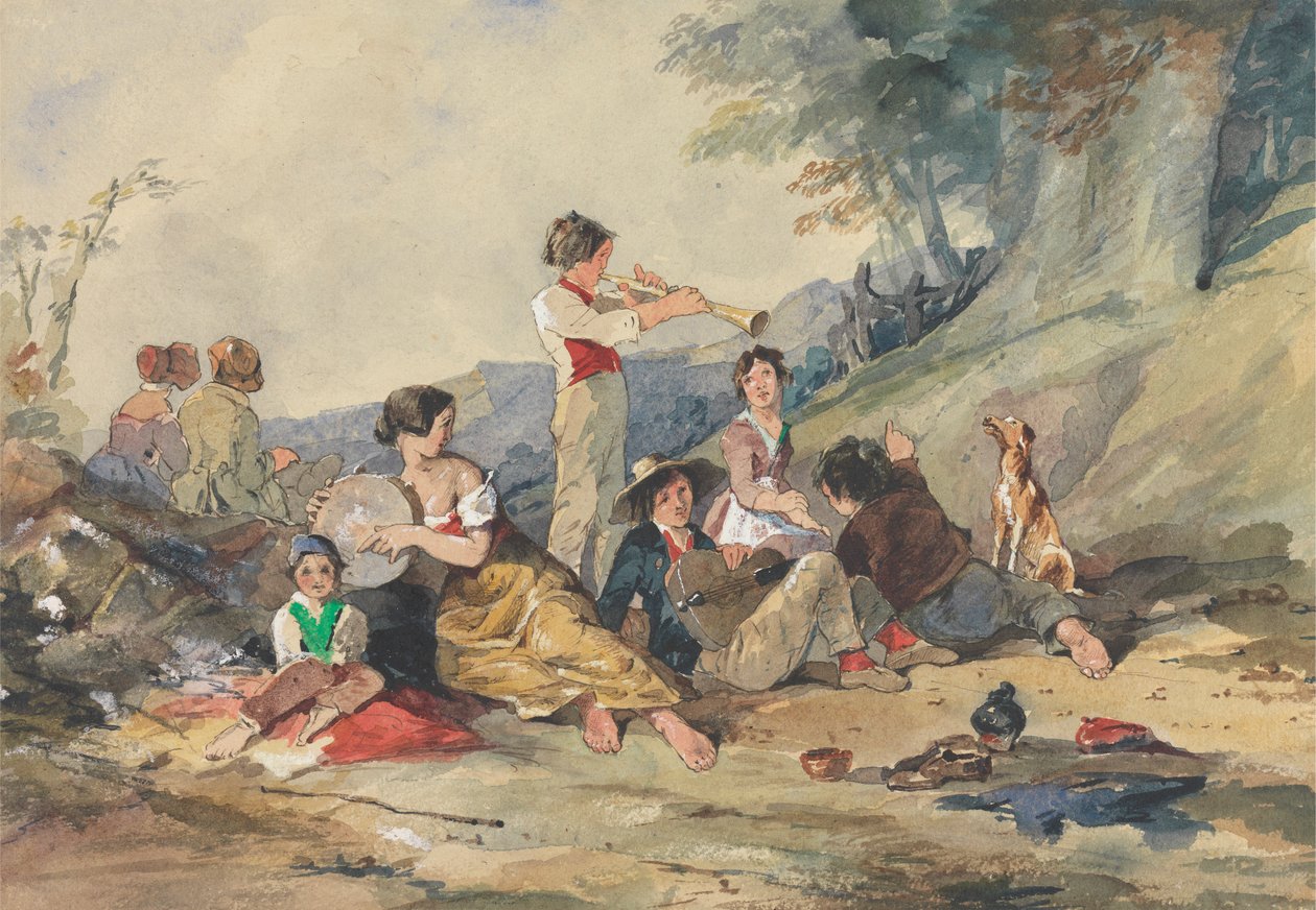 Groupe de paysans avec instruments de musique - John Absolon