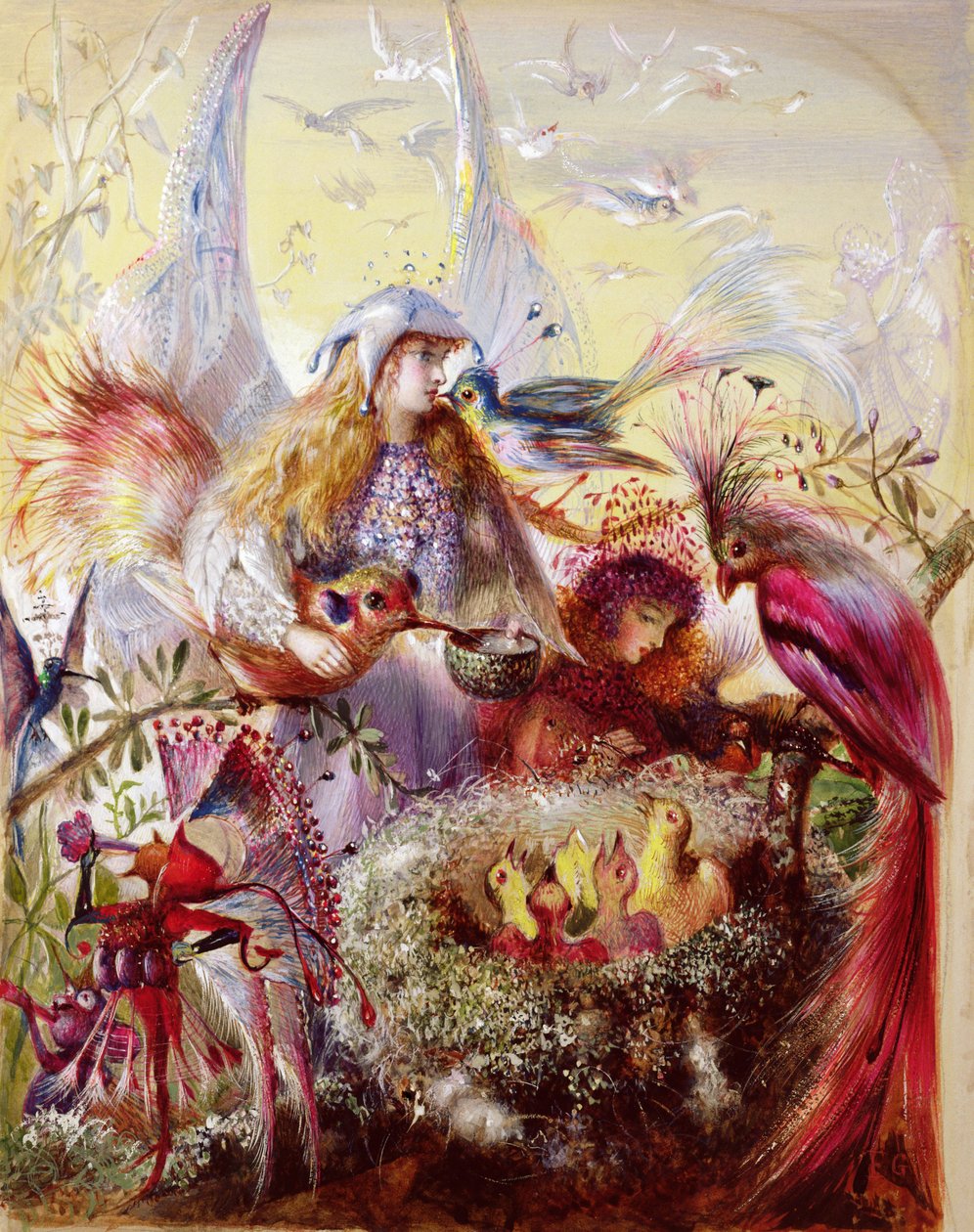 Fées avec des oiseaux - John Anster Fitzgerald