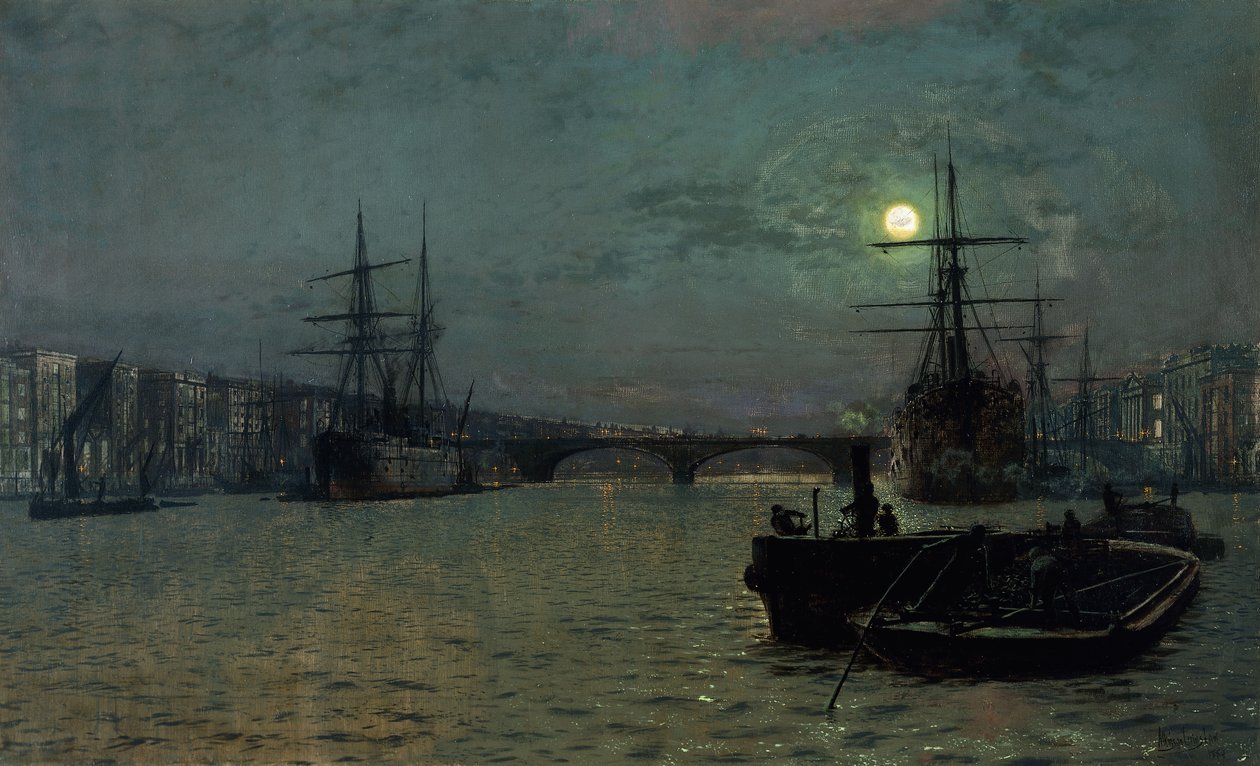 London Bridge - Mi-marée, 1884 - John Atkinson Grimshaw