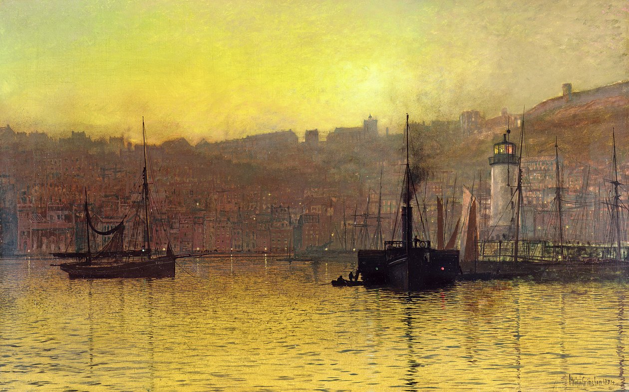 Crépuscule dans le Port de Scarborough - John Atkinson Grimshaw