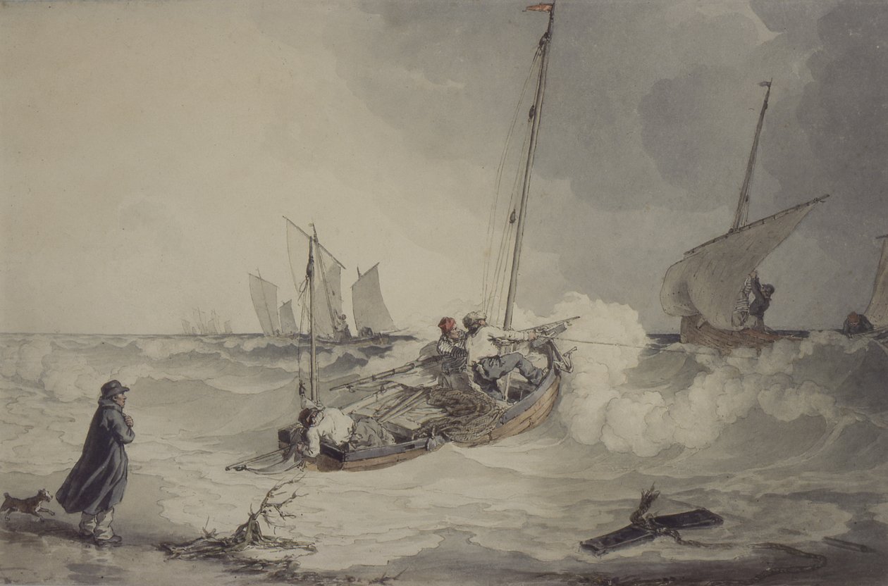 Bateaux de pêche sortant - John Augustus Atkinson