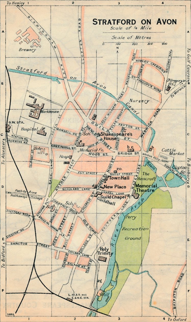 Stratford sur Avon, 20ème siècle - John Bartholomew