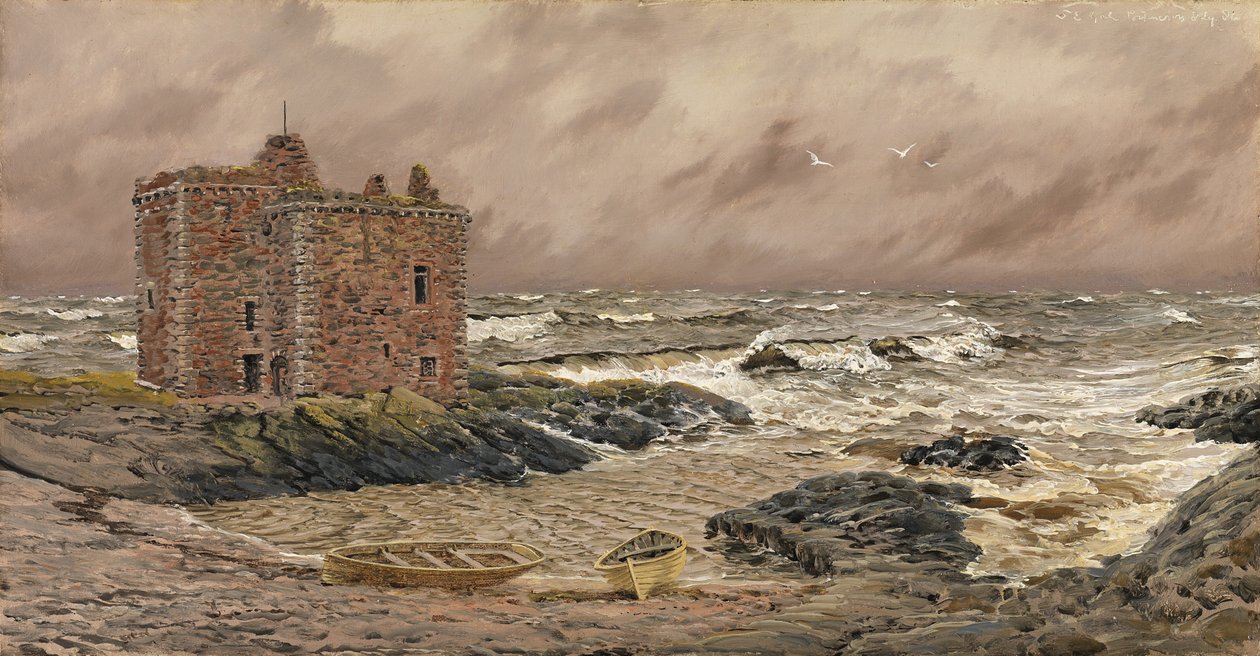 Vent du sud-est au château de Portencross, 1886 - John Brett