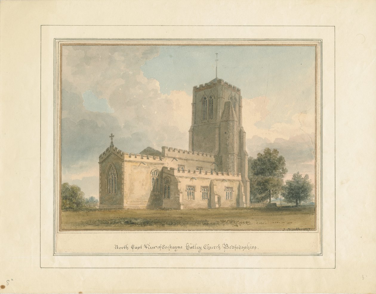 Bedfordshire - Église Cockayne Hatley, 1817 - John Buckler