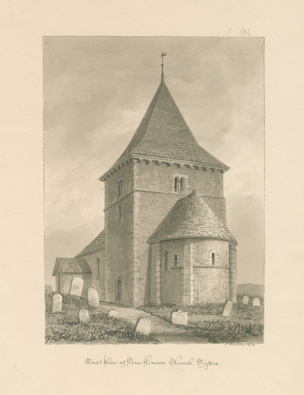 Sussex - Église de Newhaven, 1830 - John Buckler