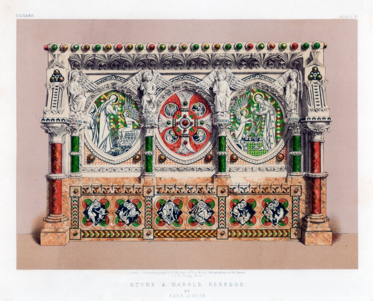 Retable en pierre et marbre, XIXe siècle - John Burley Waring