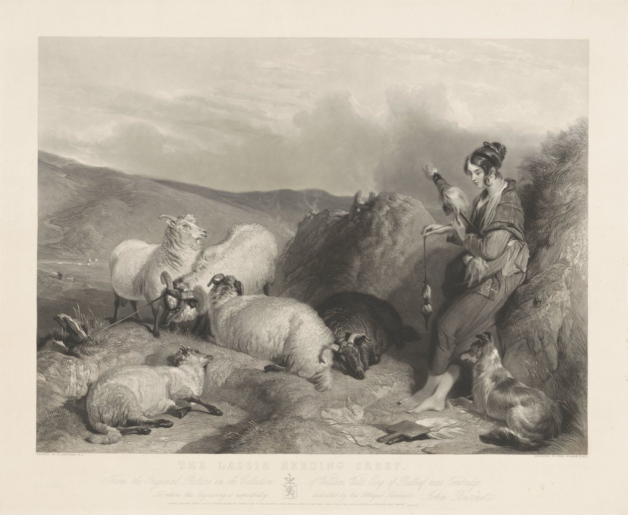 La petite bergère gardant les moutons - John Burnet