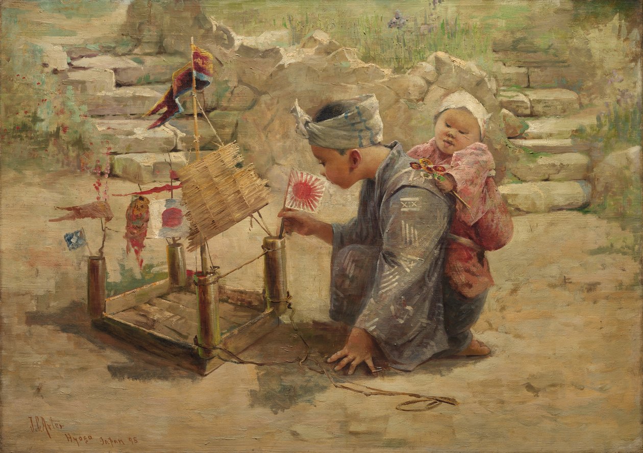Garçon japonais construisant un navire de guerre - John Charles Arter