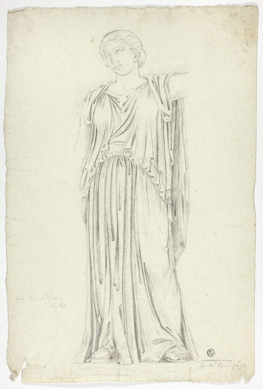 Statue Antique de Femme Drapée Debout - John Downman