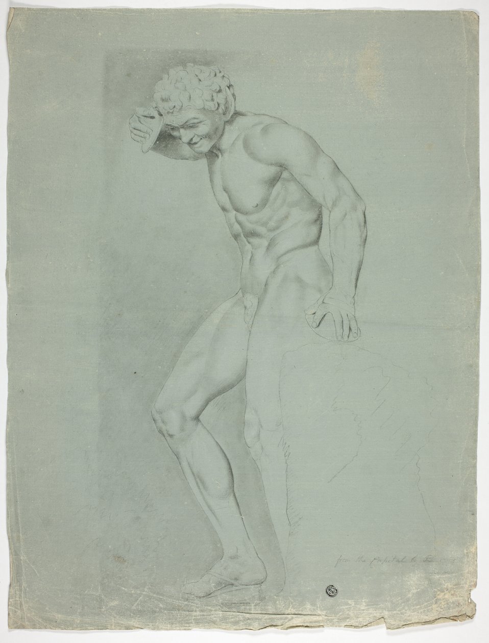 Statue antique de faune debout avec cymbales - John Downman