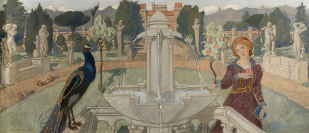 Paons et Fontaine - John Duncan
