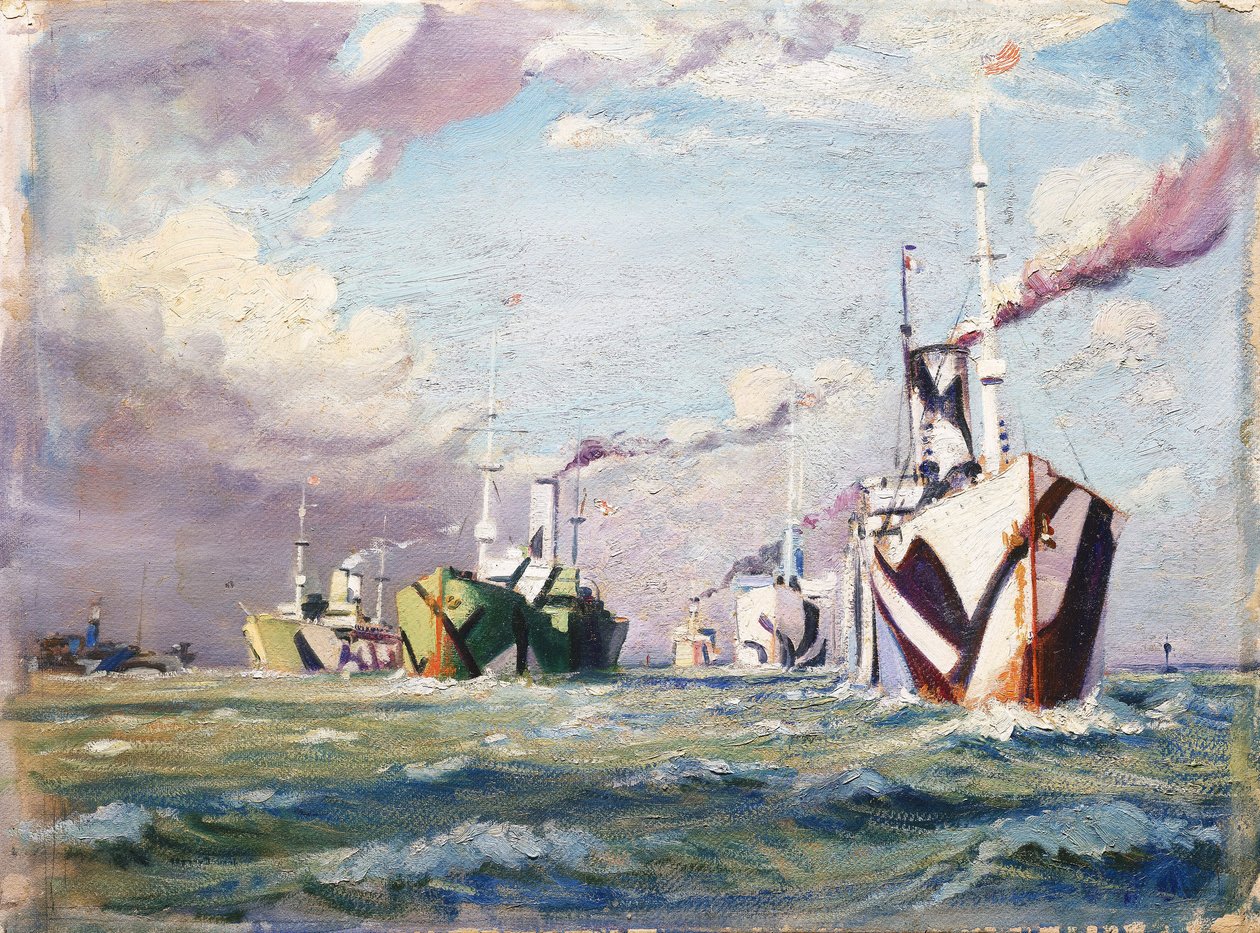 Un Cunarder (paquebot), vers 1918 - John Everett