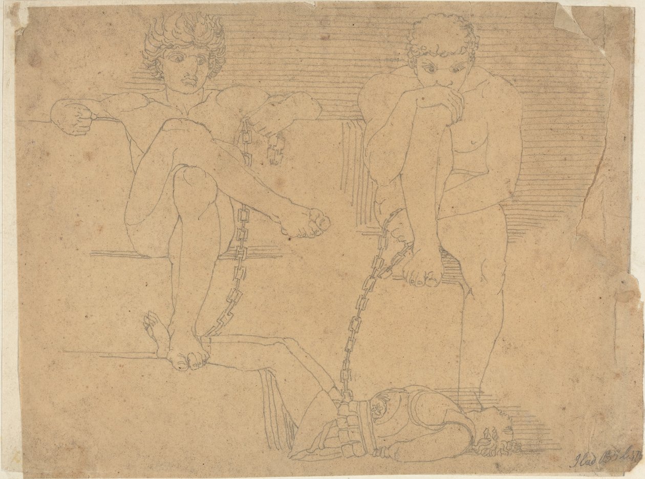 Otus et Ephialtes tenant Mars captif - John Flaxman