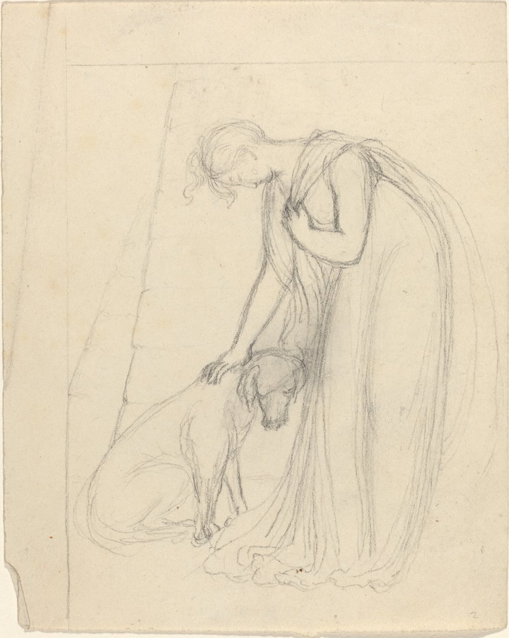 Femme caressant un chien - John Flaxman