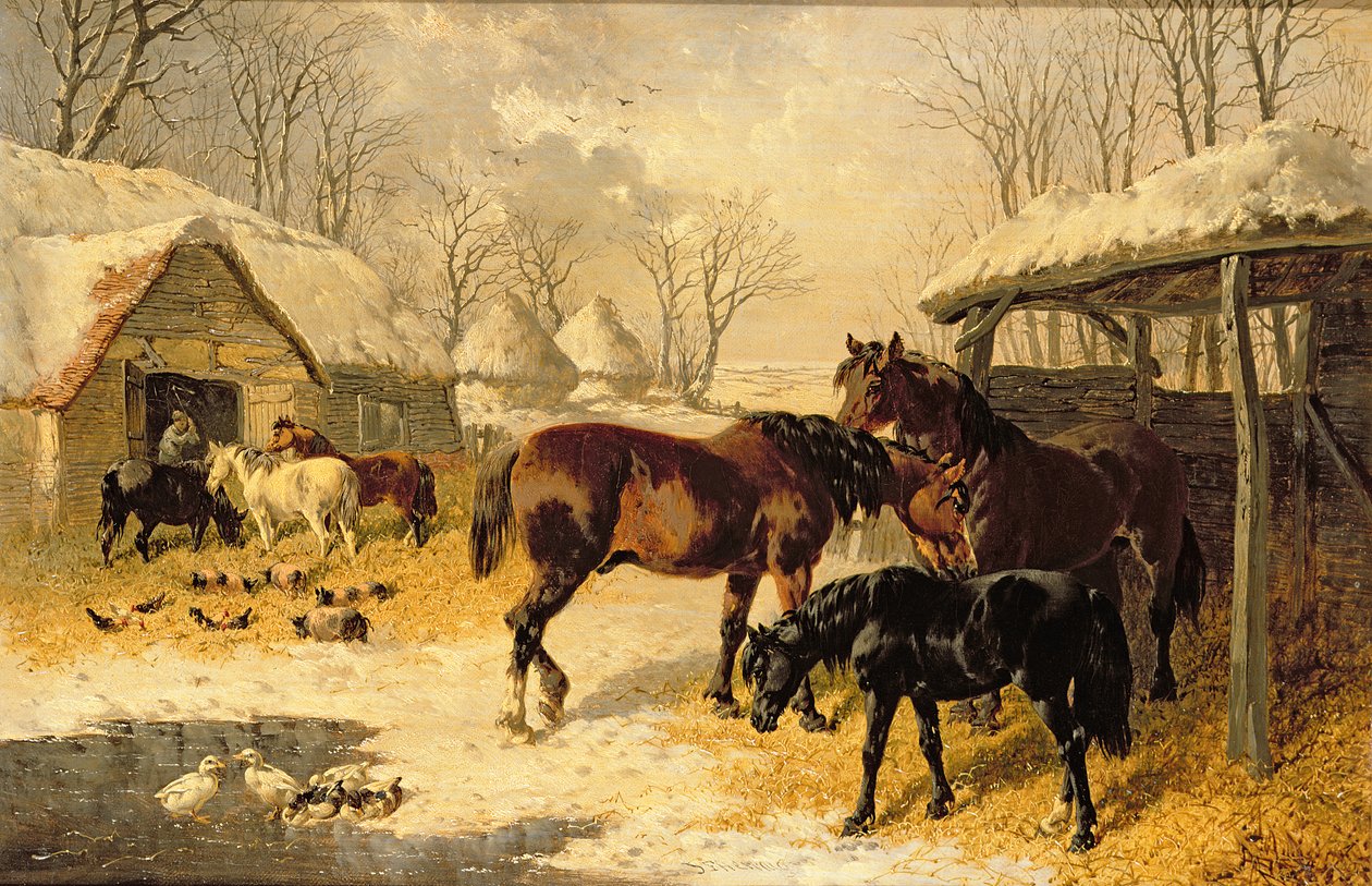 Une cour de ferme en hiver - John Frederick Herring Junior