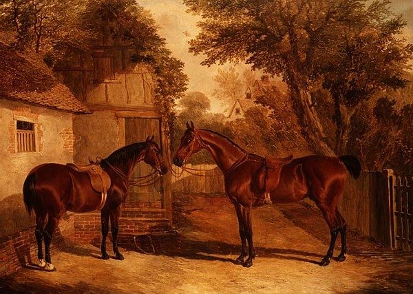 Chasseurs de baie devant une ferme - John Frederick Herring Senior