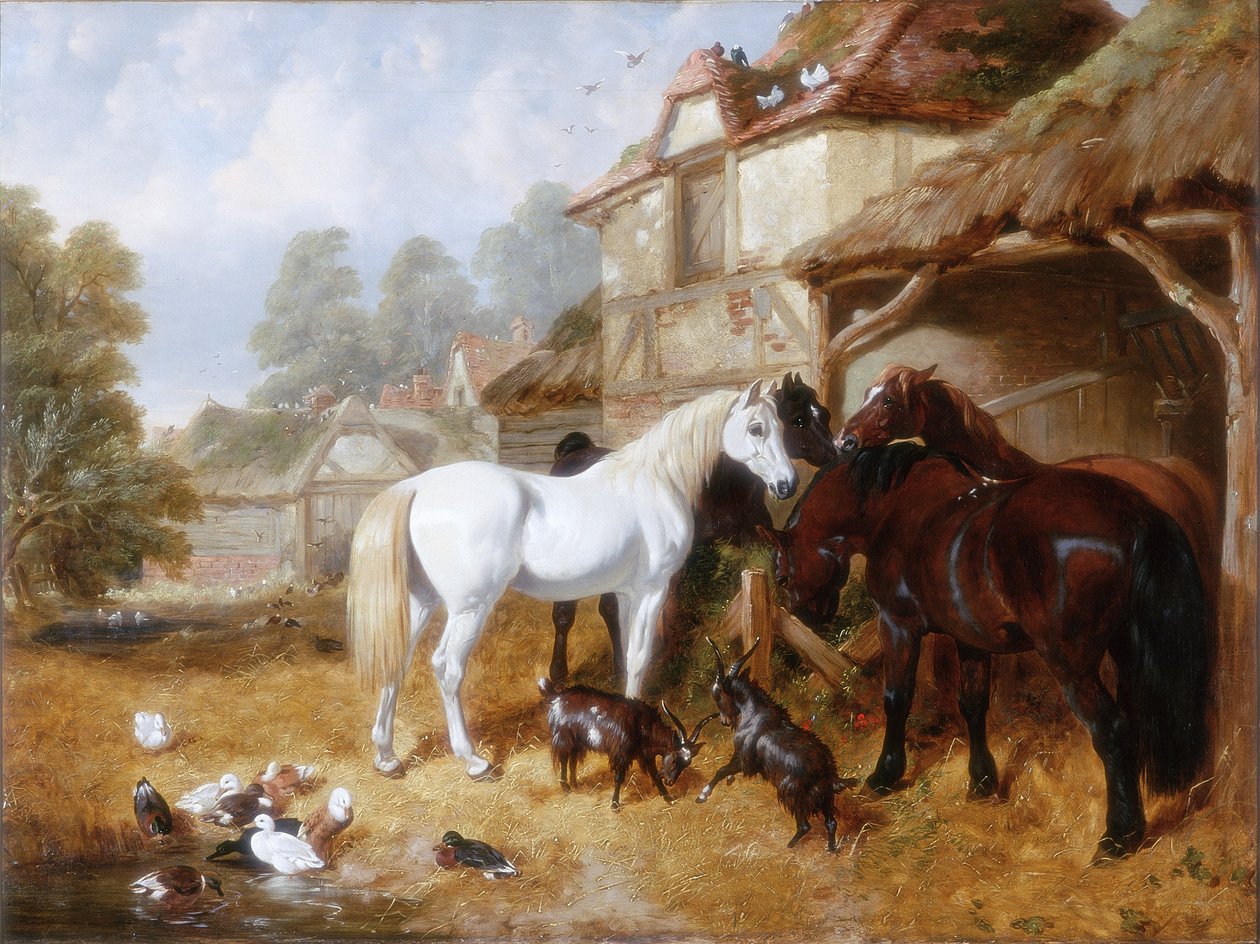 Chevaux dans une cour de ferme - John Frederick Herring Senior