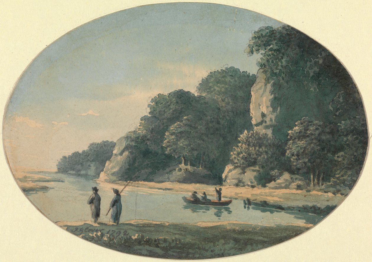 Rivière avec des pêcheurs - John Glover