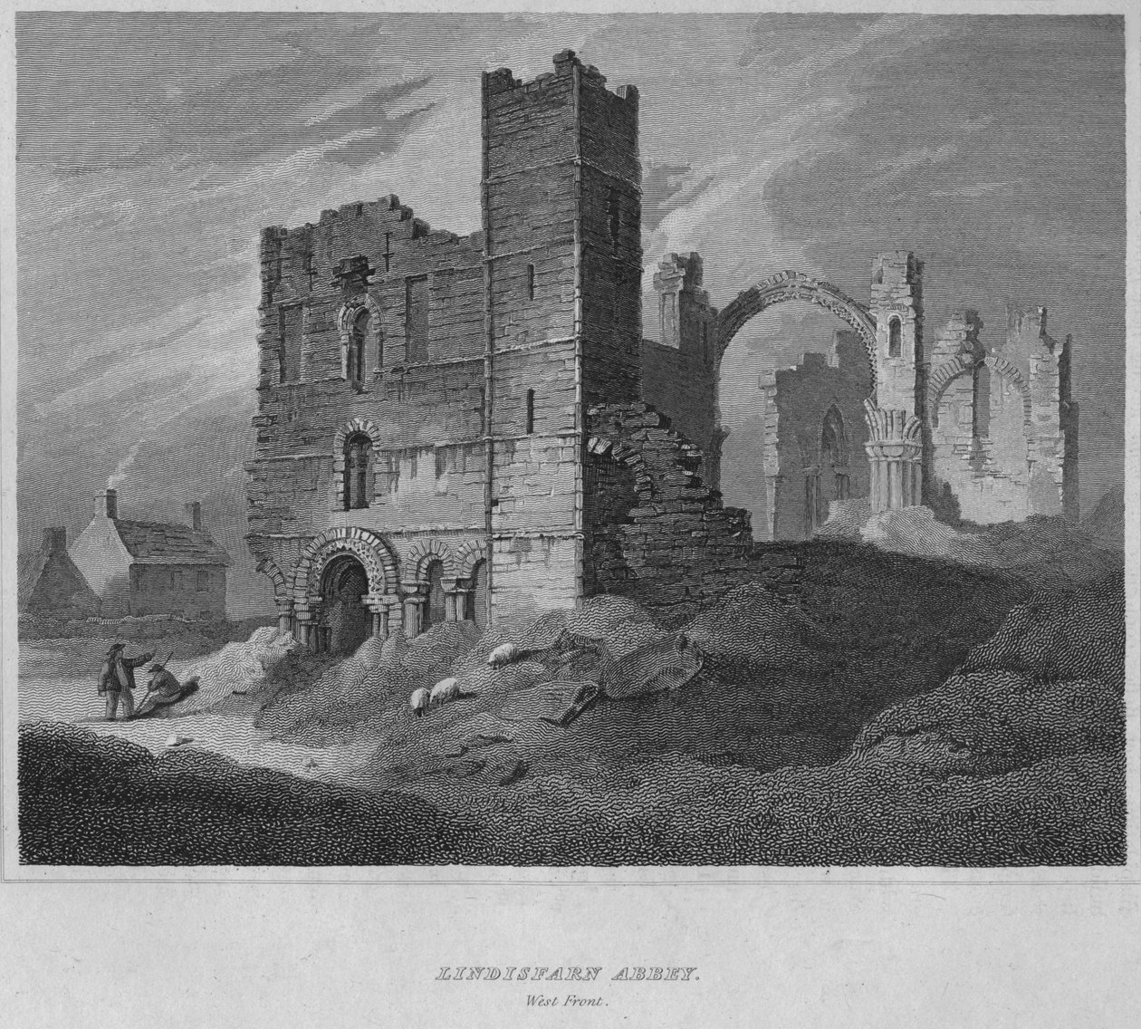Abbaye de Lindisfarne. Façade ouest, 1814 - John Greig