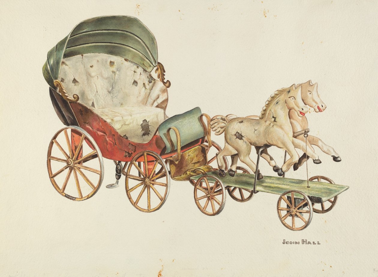 Calèche et chevaux, vers 1940 - John Hall