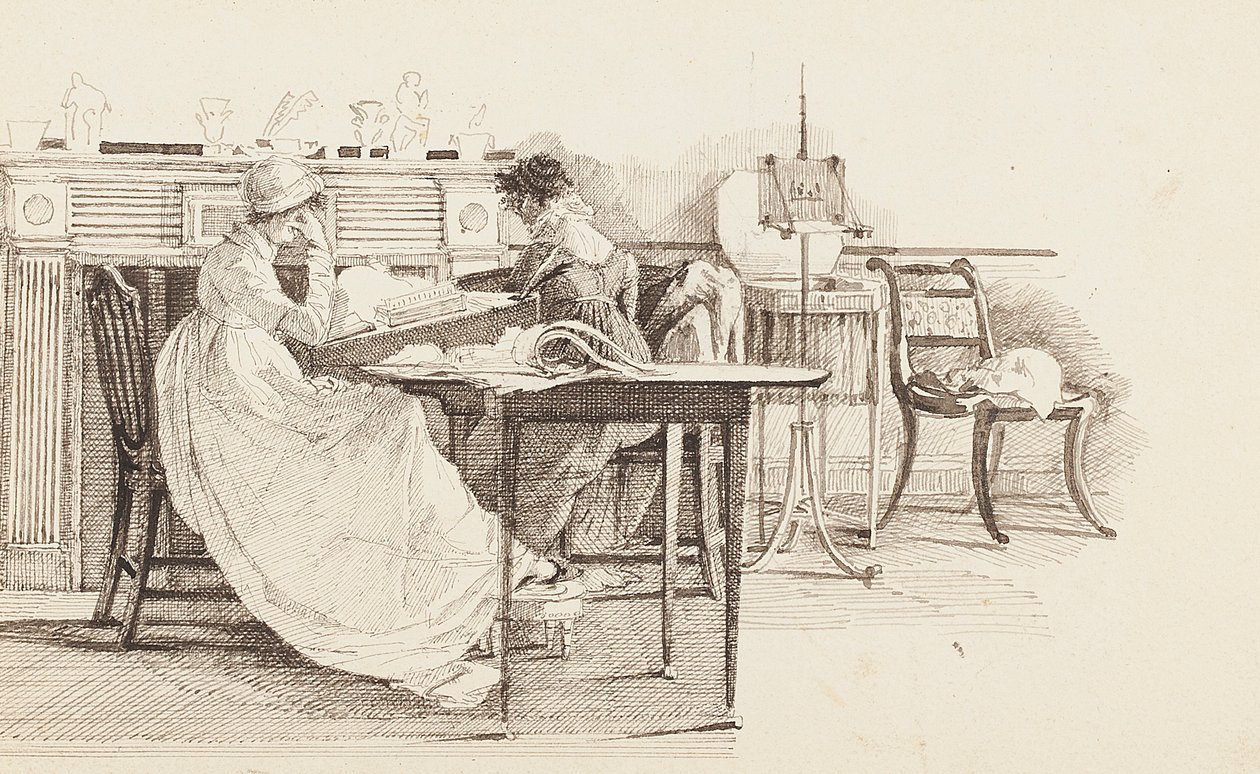 Lecture près de la cheminée, 1805 - John Harden