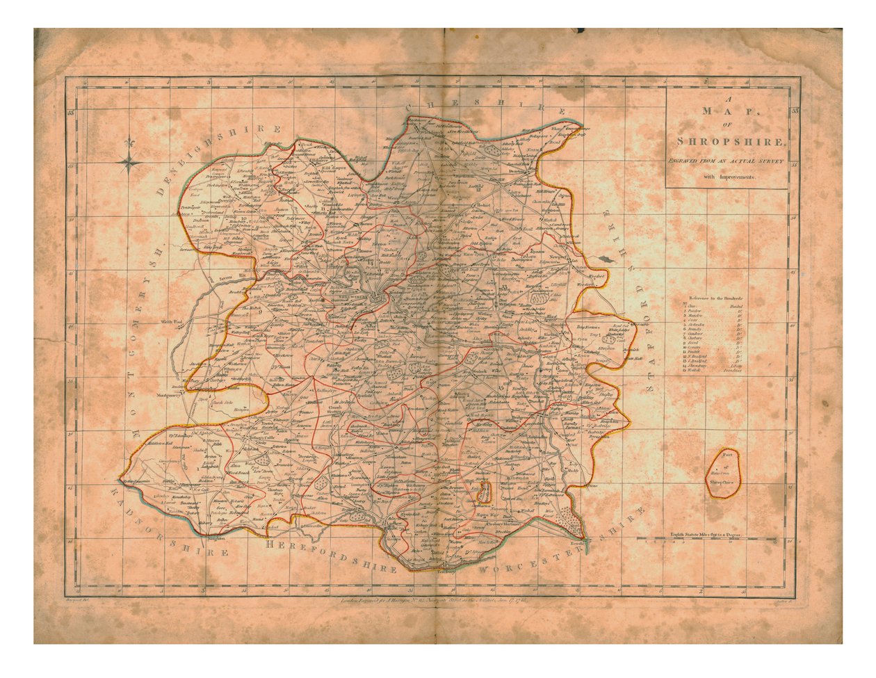 Carte du Shropshire, vers 1788 - John Haywood