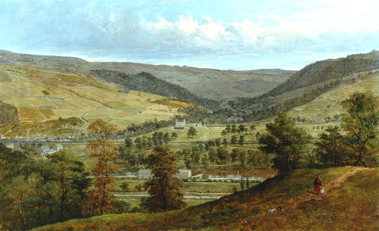 Cragg Vale et Stocks Hall depuis Broadbottom, 1869 - John Holland