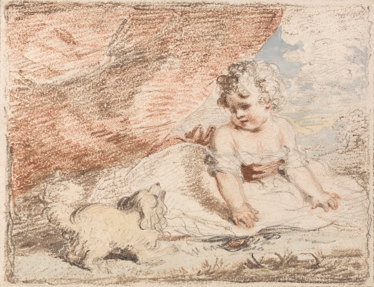 Jeune enfant avec un chien de compagnie - John Hoppner