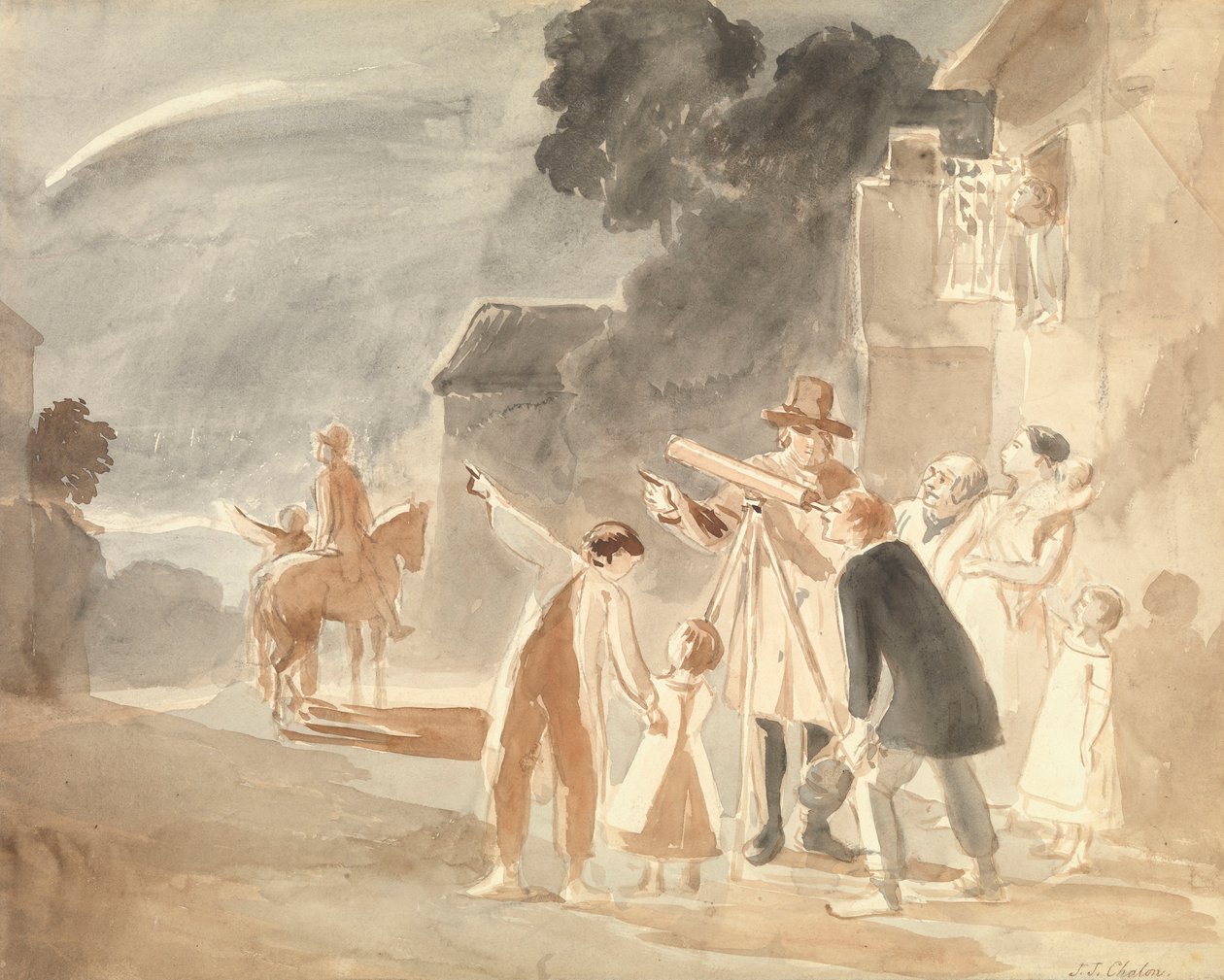 Regardant la comète de Halley - John James Chalon
