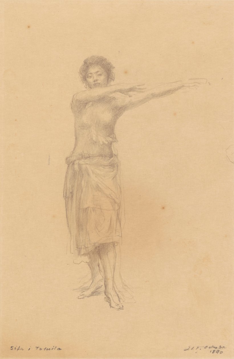 Taupo dansant le Siva debout, Samoa - John La Farge