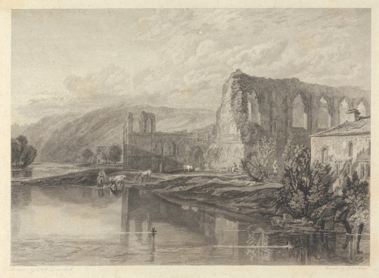 Abbaye de Sainte Agathe, Easby - John Le Keux