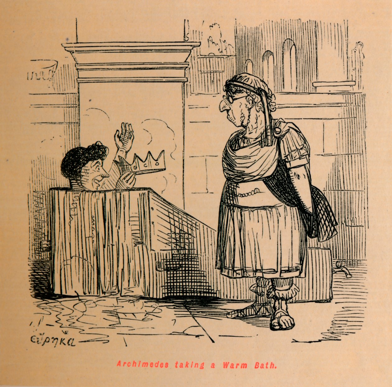Archimède prenant un bain chaud - John Leech