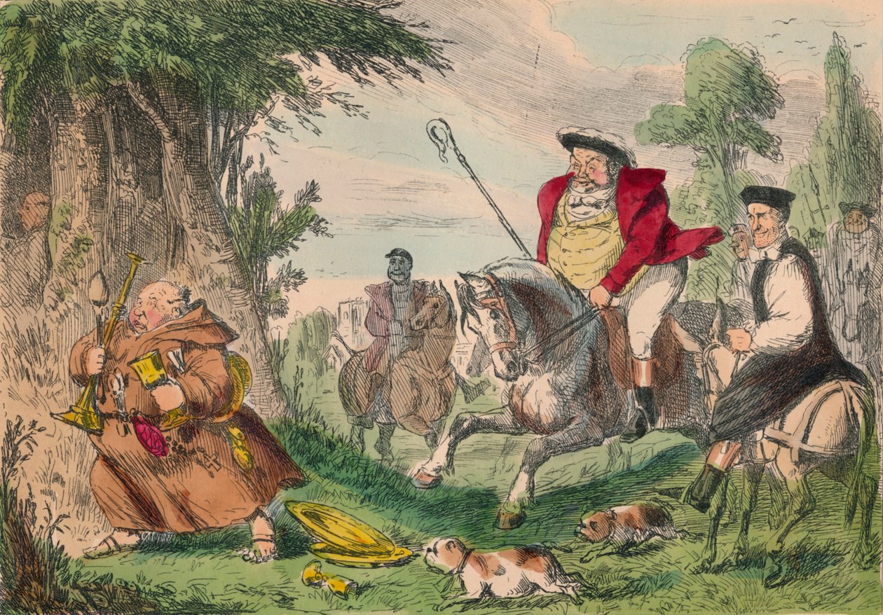 Henri VIII chassant les moines, 1850 - John Leech