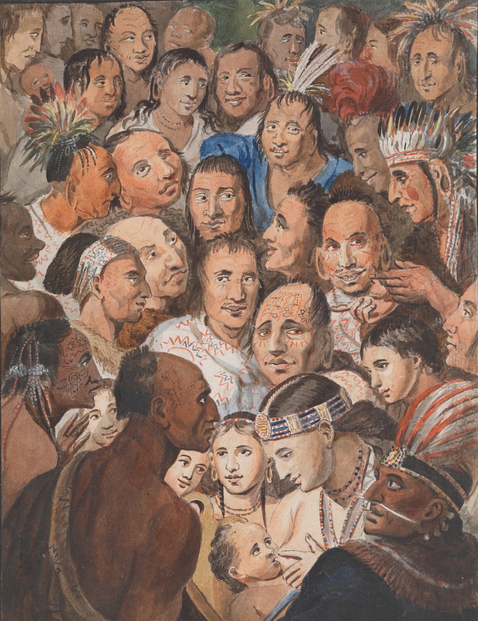 Tableau de visages indiens, 1811-1813 - John Lewis Krimmel