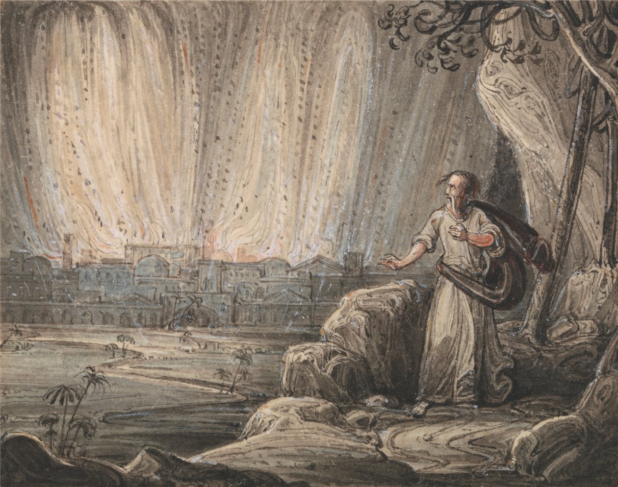 Loth fuyant Sodome - John Martin