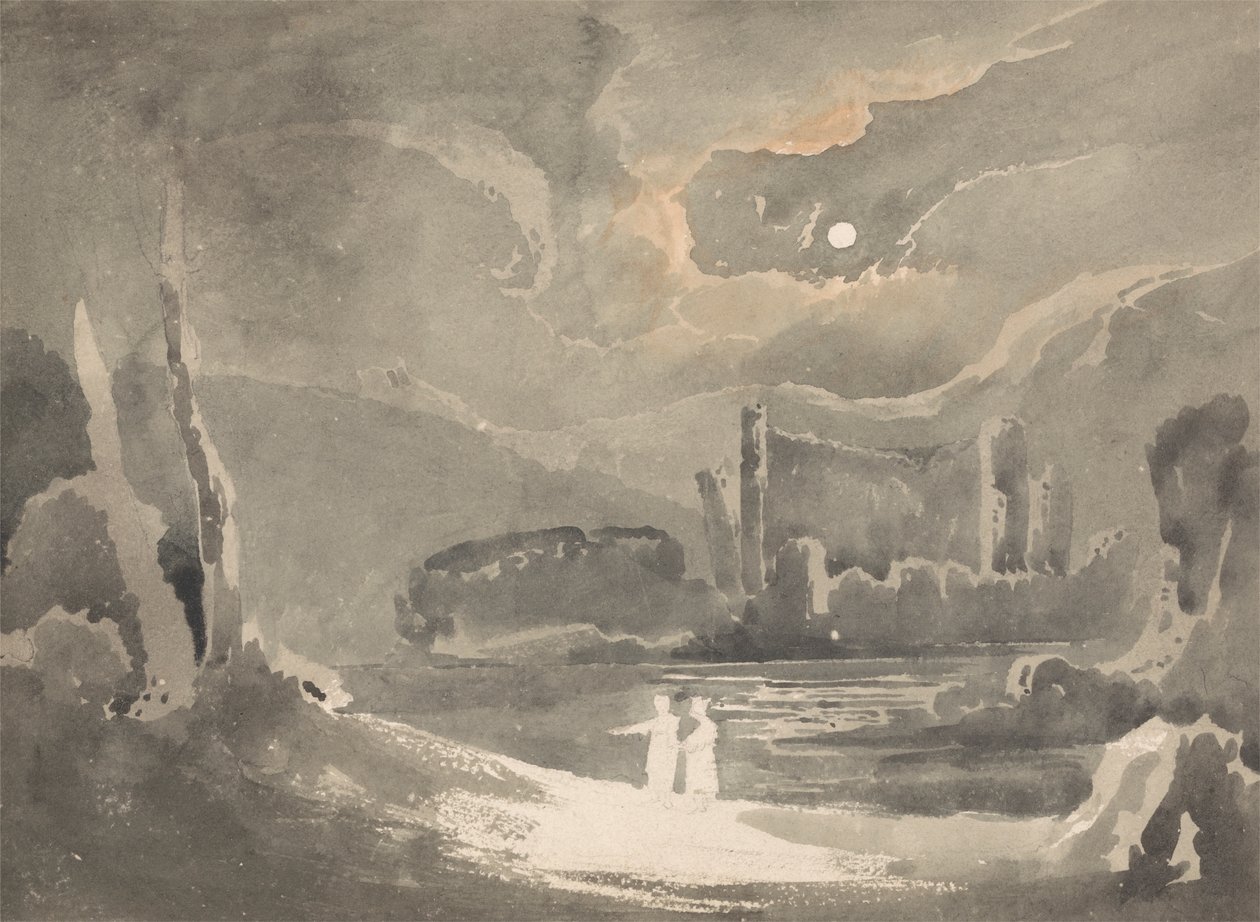 Paysage au clair de lune avec un château en ruine - John Martin