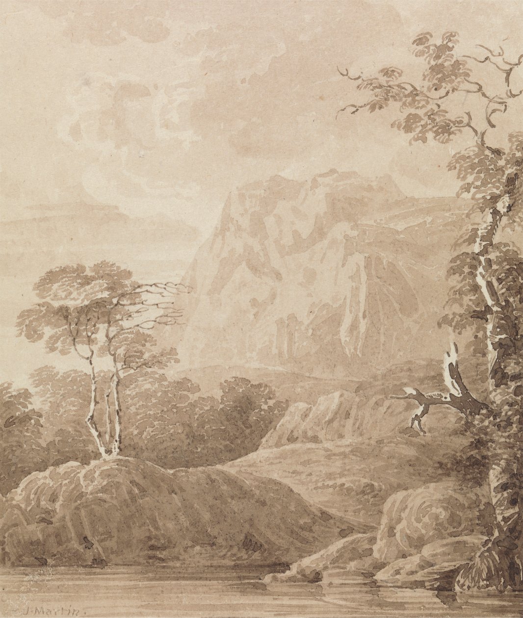 Paysage de rivière rocheuse - John Martin