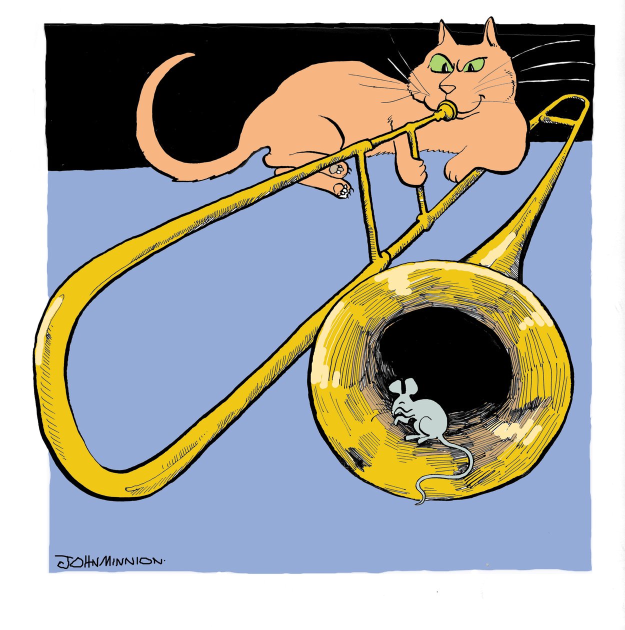 Chat jouant du trombone - John Minnion
