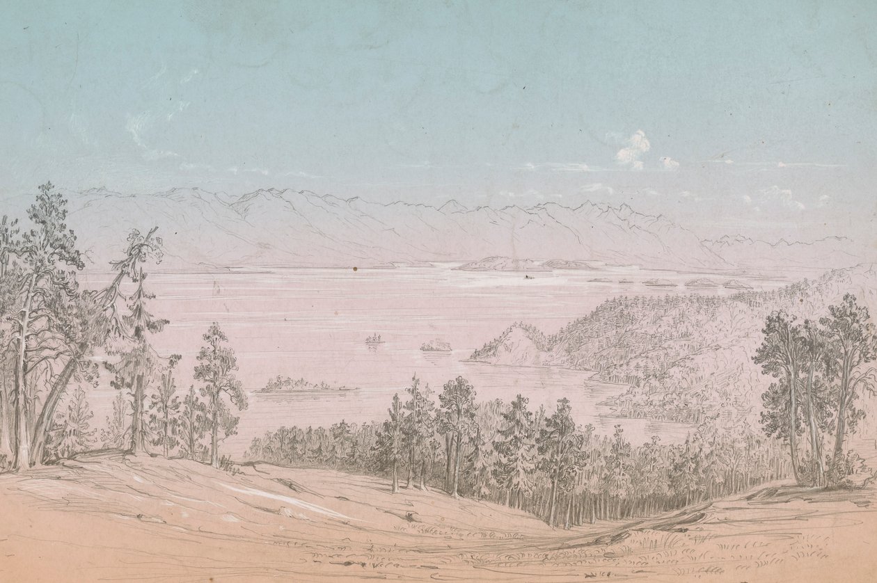 Lac Flathead, vue vers le sud - John Mix Stanley