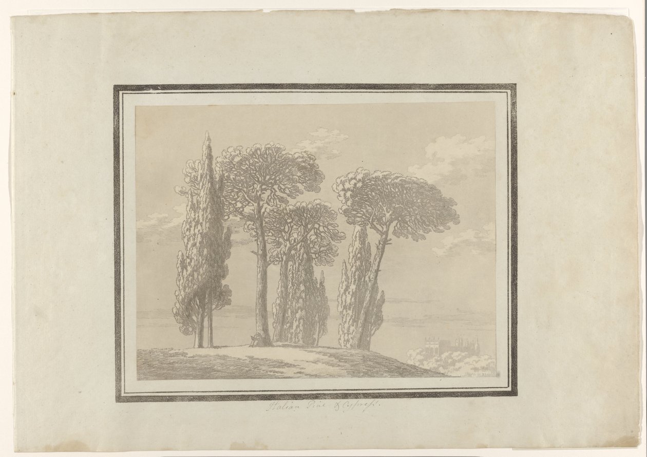 Pin et cyprès italiens - John Robert Cozens