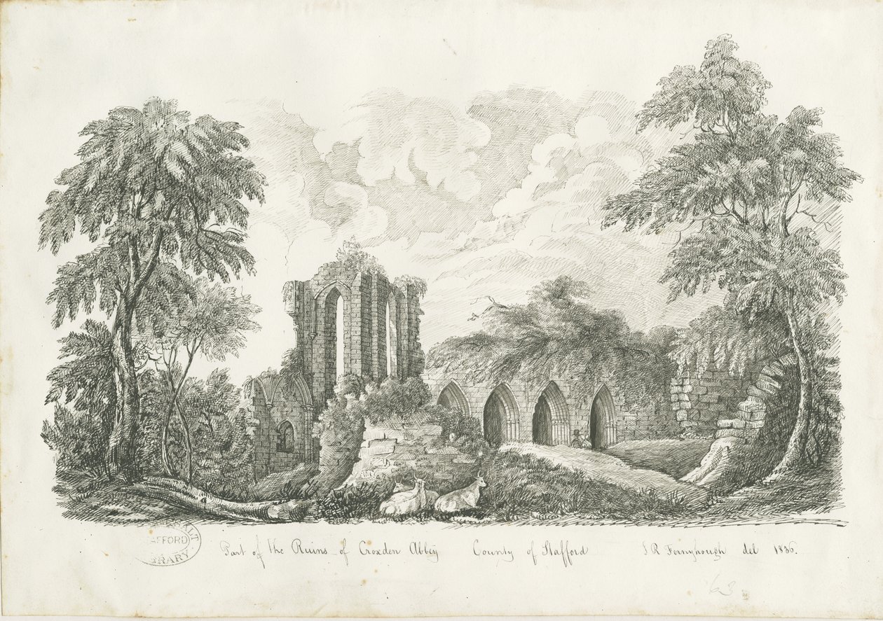 Abbaye de Croxden : dessin à la plume et à l