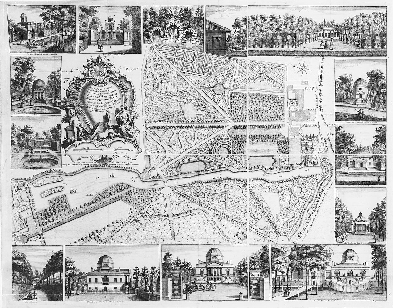 Chiswick House du plan de Chiswick, 1736 - John Rocque