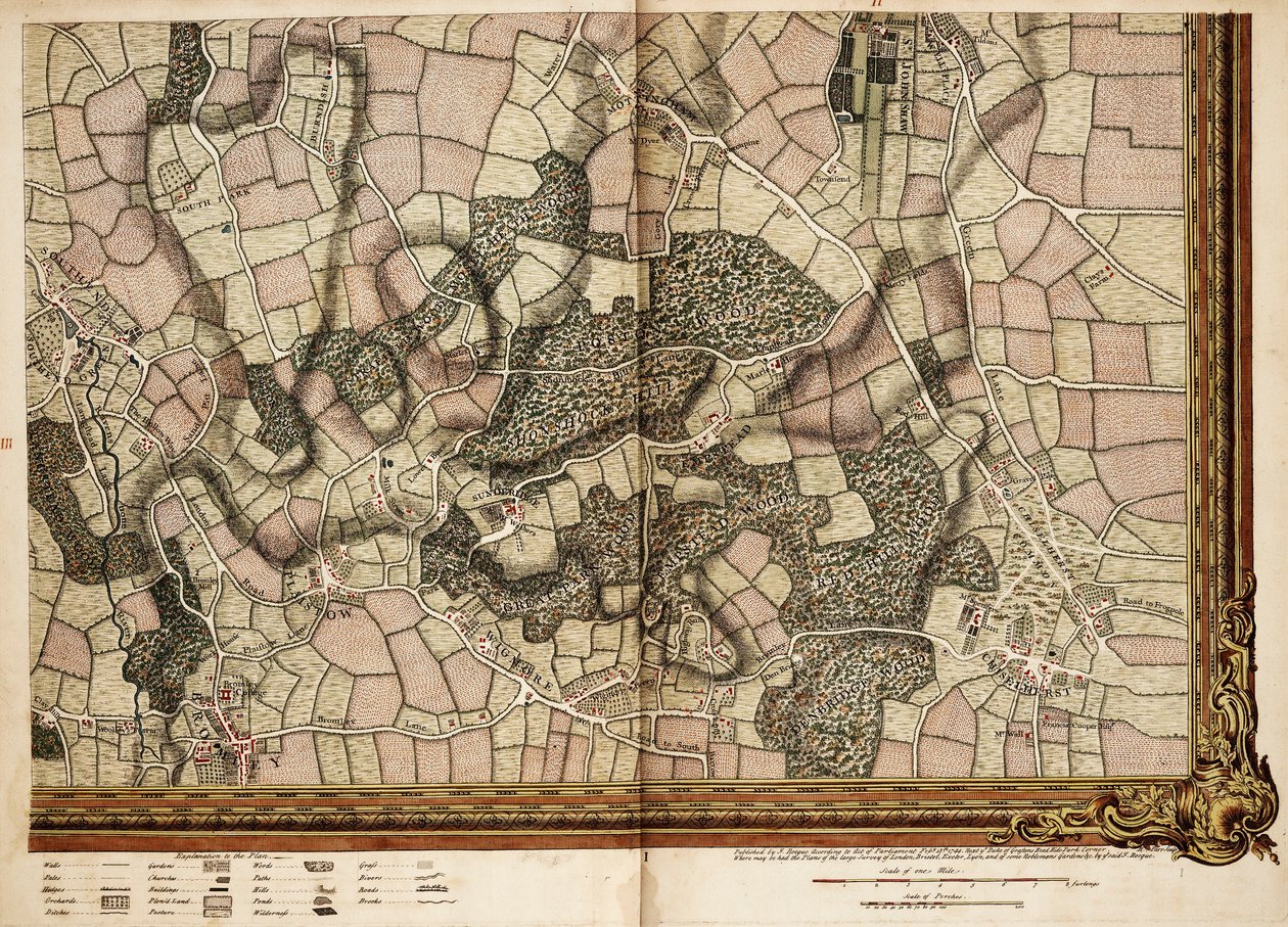 Carte de Mottingham, Bromley et Chislehurst - John Rocque