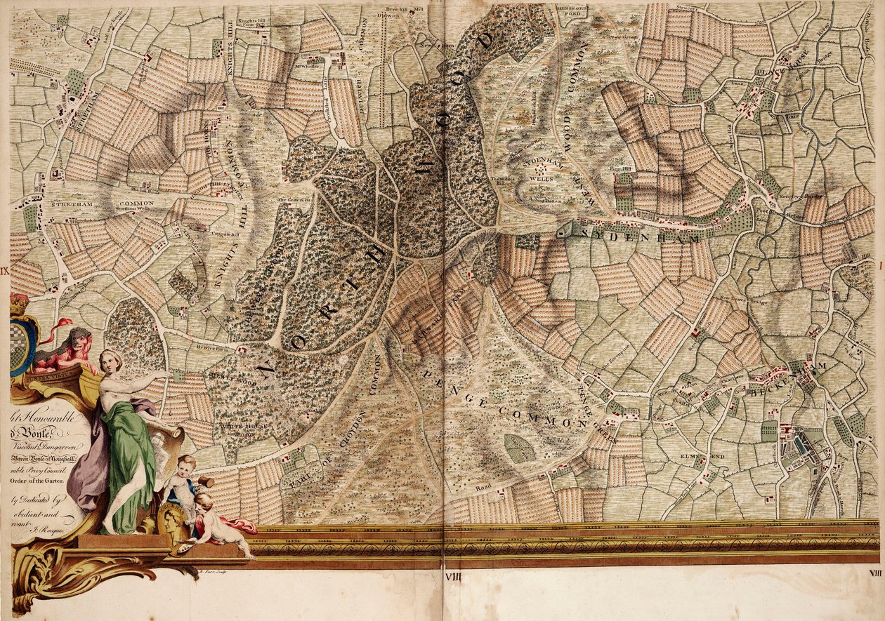 Carte de Streatham, Croydon et Sydenham - John Rocque