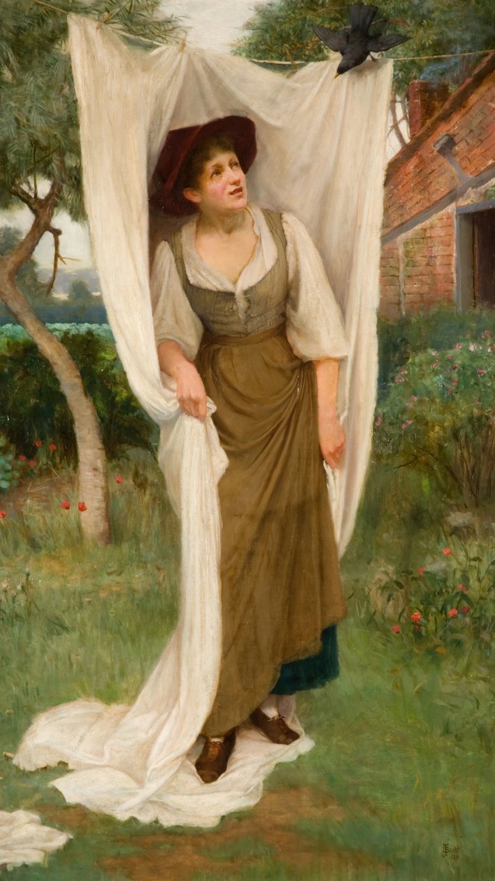 Blanchisseuse surprise par un merle, 1891 - John Scott